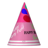 Pink Green White Birthday Balloons NAME Partyhütchen (Links)