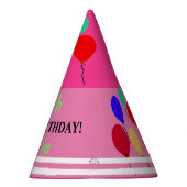 Pink Green White Birthday Balloons NAME Partyhütchen (Rechts)
