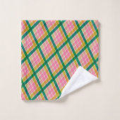 Pink Green Yellow Plaid Bright Modern Preppy Retro Badhandtuch Set (Waschlappen)