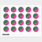 Pink & Green Yin Yang Symbol Runder Aufkleber (Blatt)