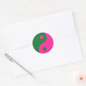 Pink & Green Yin Yang Symbol Runder Aufkleber (Umschlag)