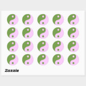 Pink & Green Yin Yang Symbol Runder Aufkleber (Blatt)