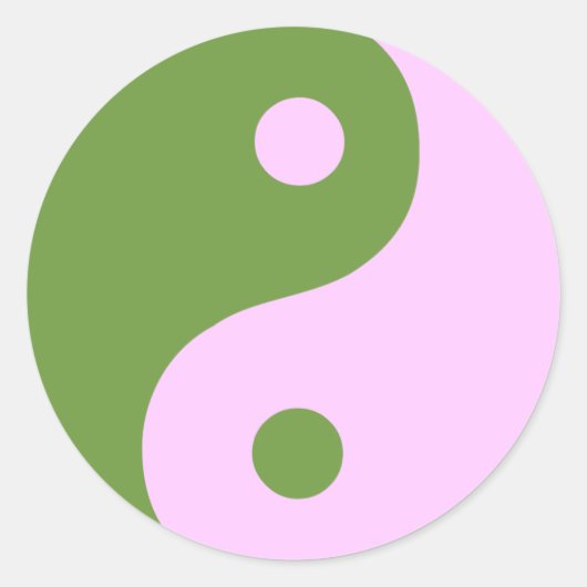 Pink & Green Yin Yang Symbol Runder Aufkleber (Vorderseite)