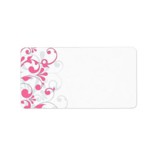 Pink Grey Abstrakt Floral Wedding Blank Address Adressaufkleber