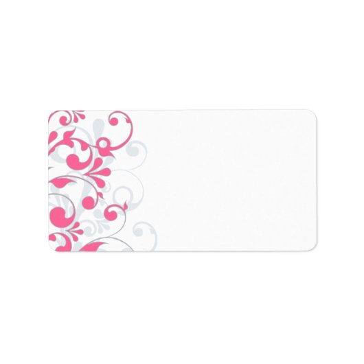 Pink Grey Abstrakt Floral Wedding Blank Address Adressaufkleber (Vorne)