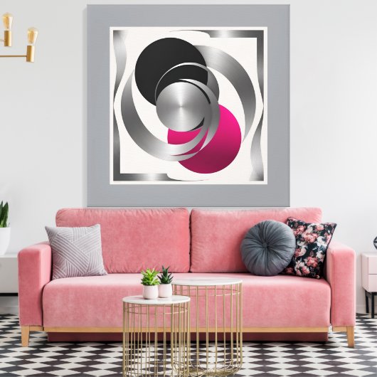 Pink Grey Black Circle Abstract  Leinwanddruck (Insitu (Wohnzimmer))