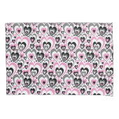 Pink Grey Black Hearts Pattern. Kissenbezug (Vorderseite)
