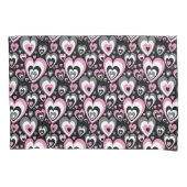 Pink Grey Black Hearts Pattern. Kissenbezug (Vorderseite)