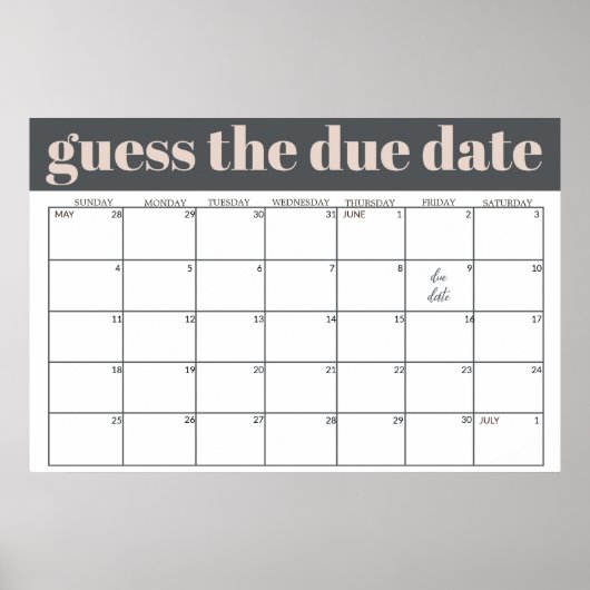 Pink Grey Boho Typografie Baby Showrate Datum Poster (Vorne)