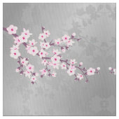 Pink Grey Cherry Blossoms Muster Stoff (Nahaufnahme)