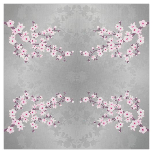 Pink Grey Cherry Blossoms Muster Stoff (Muster)