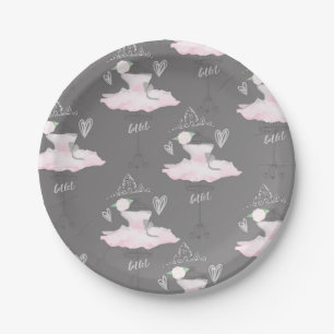 Pink & Grey Couture Ballerina Geburtstagsfeier Pappteller