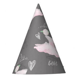 Pink & Grey Couture Ballerina Geburtstagsfeier Partyhütchen