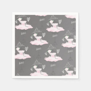Pink & Grey Couture Ballerina Geburtstagsfeier Serviette
