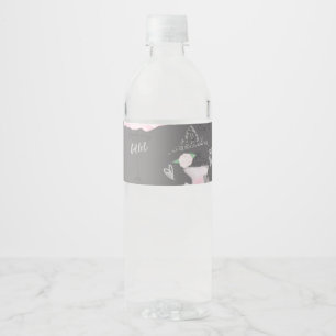 Pink & Grey Couture Ballerina Geburtstagsfeier Wasserflaschenetikett
