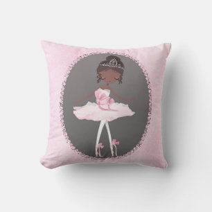 Pink & Grey Couture Dunkle Ballerina Mädchen-Schla Kissen