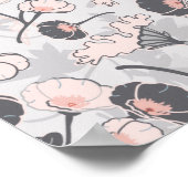 Pink Grey Feminine Floral Pattern Poster (Ecke)