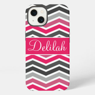 Pink Grey Gray Chevron Name iPhone Hülle