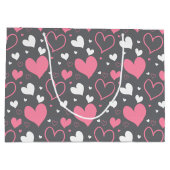 Pink & Grey-Herz-Geschenktasche Große Geschenktüte (Rückseite)
