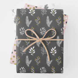 Pink_Grey Holiday Wrapping Paper Sheets Geschenkpapier Set
