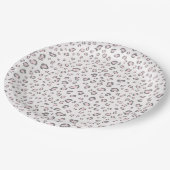 Pink Grey Leopard Muster Pappteller (Schrägansicht)