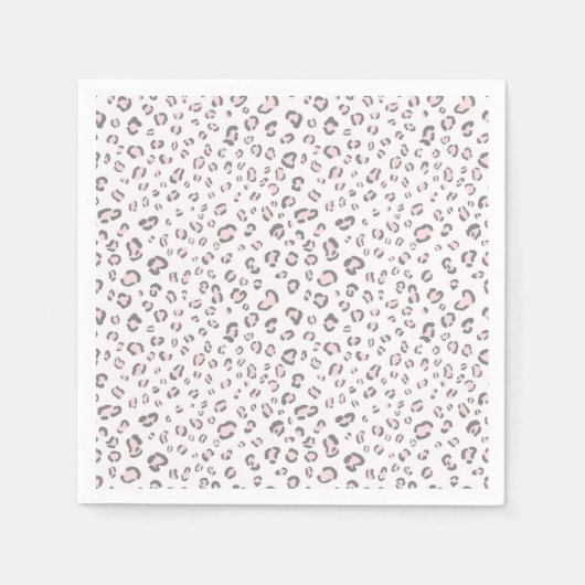 Pink Grey Leopard Muster Serviette (Vorderseite)