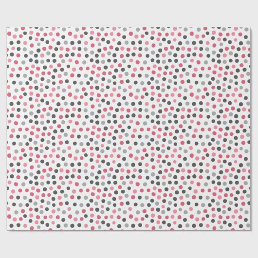 Pink Grey Pattern Polka Dots Wrapping Paper Geschenkpapier (Flach)
