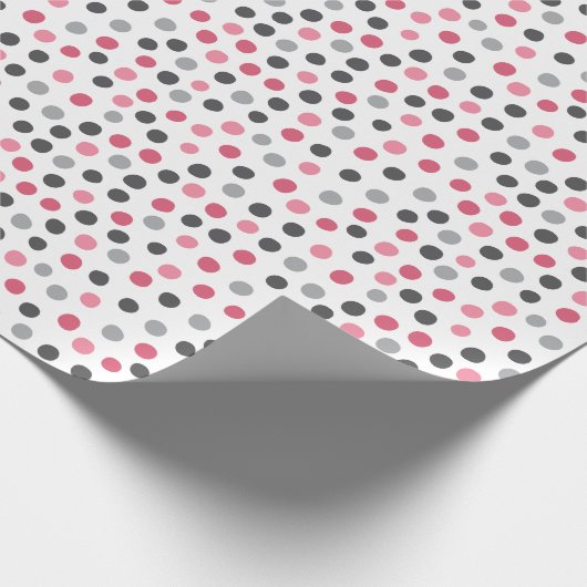 Pink Grey Pattern Polka Dots Wrapping Paper Geschenkpapier (Ecke)