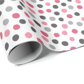 Pink Grey Pattern Polka Dots Wrapping Paper Geschenkpapier (Rolleneckpunkt)