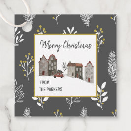 Pink_Grey Square Holiday Favor Tags Geschenkanhänger