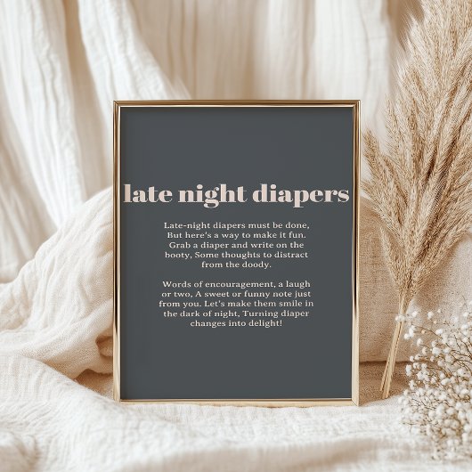 Pink Grey Typografy Baby Late Night Diaper Poster