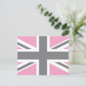 Pink Grey Union Jack British (UK) Flag Postkarte (Stehend Vorderseite)