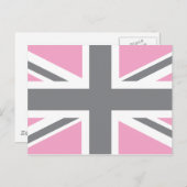 Pink Grey Union Jack British (UK) Flag Postkarte (Vorne/Hinten)