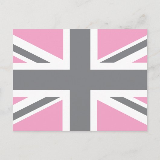 Pink Grey Union Jack British (UK) Flag Postkarte (Vorderseite)