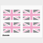 Pink Grey Union Jack British (UK) Flag Rechteckiger Aufkleber (Blatt)