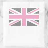 Pink Grey Union Jack British (UK) Flag Rechteckiger Aufkleber (Tasche)