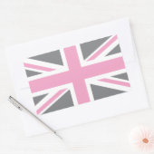 Pink Grey Union Jack British (UK) Flag Rechteckiger Aufkleber (Umschlag)