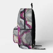 Pink, Grey White Gold Stone Marble  Bedruckter Rucksack (Rechts)