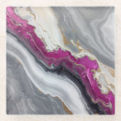 Pink, Grey White Stone Marble Printed  Glasuntersetzer (Vorderseite)