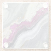 Pink, Grey White Stone Marble Printed  Glasuntersetzer (Rückseite)