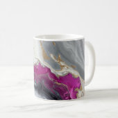 Pink, Grey White Stone Marble Printed  Kaffeetasse (VorderseiteRechts)