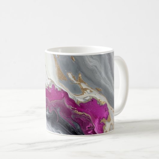 Pink, Grey White Stone Marble Printed  Kaffeetasse (VorderseiteRechts)