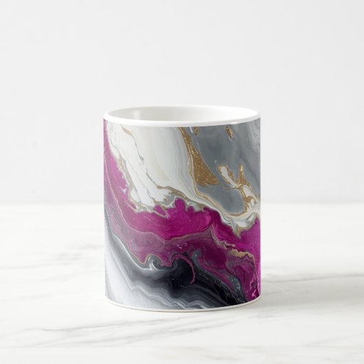 Pink, Grey White Stone Marble Printed  Kaffeetasse (Mittel)