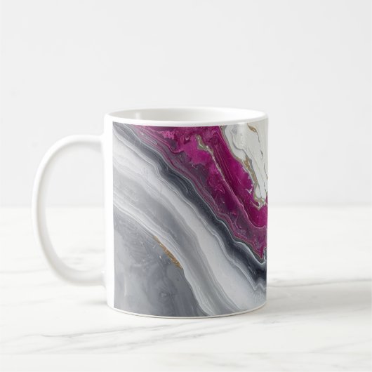 Pink, Grey White Stone Marble Printed  Kaffeetasse (Links)