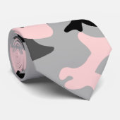 Pink, Greys and Black Camouflage Necktie Krawatte (Gerollt)
