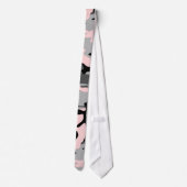 Pink, Greys and Black Camouflage Necktie Krawatte (Rückseite)