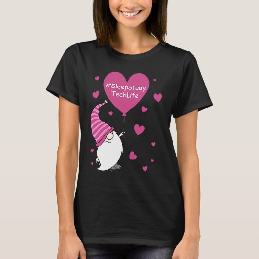 Pink Grome Heart Sleep Study Tech Life Balloon Val T-Shirt (Vorderseite)