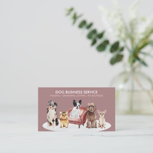 Pink Groomer Hunde Wanderstuhl Sitzplatz Haustier Visitenkarte (Stehend Vorderseite)