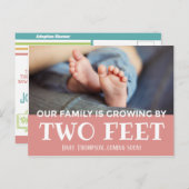 Pink Groove by Two Feet Stripes Adoption New Baby Ankündigungspostkarte (Vorne/Hinten)