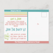 Pink Groove by Two Feet Stripes Adoption New Baby Ankündigungspostkarte (Rückseite)